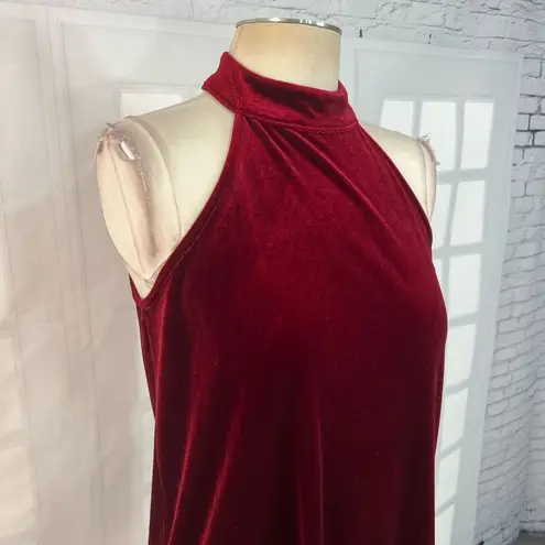 Veronica M Halter Neck Velvet Burgundy Cocktail Mini Dress Size S NWT