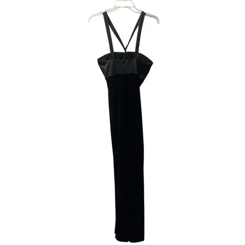 JS Boutique Women Evening Gown Long Black Maxi Dress Size US 4 Velvet Formal Y2K