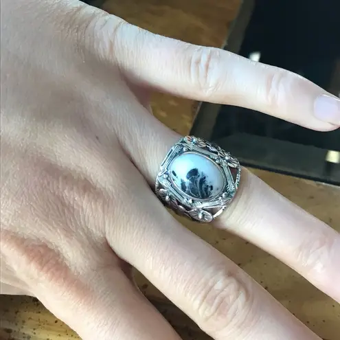 Natural White Buffalo Sterling Silver Ring Size 7