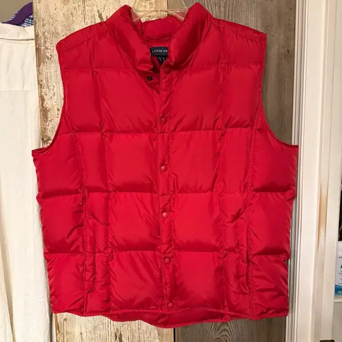 Lands' End Women’s Cardinal Red Quilted Down Puffer Vest Size L