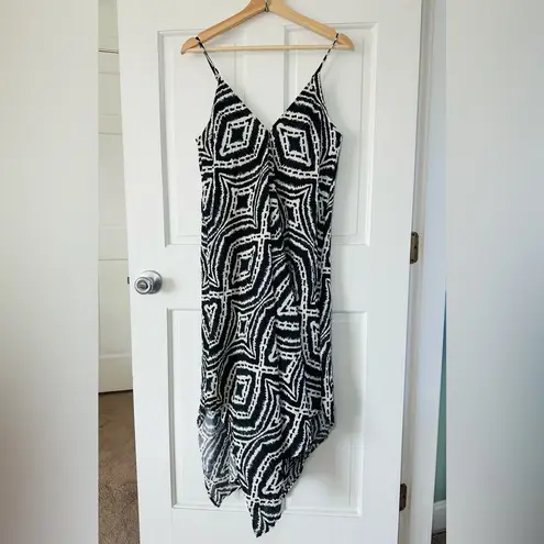 Seafolly Anthropologie  Zanzibar V Neck Black White Cover Up Midi Dress Size M thumbnail 3