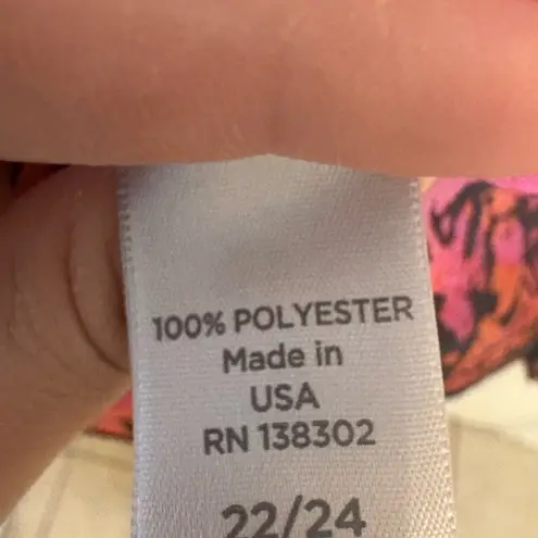 Avenue Abstract Pink Black Sheer Blouse 22/24 Flowy Boho Tunic Top