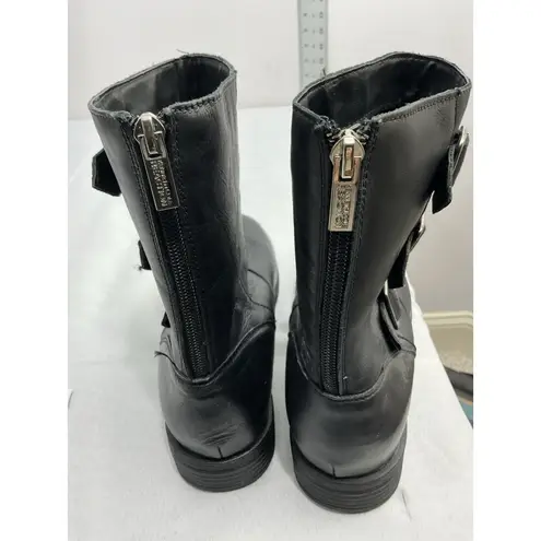 Womans Kennith Cole Reaction Tri It Out Ankle Moto Boots 8.5 M Black Back Zip