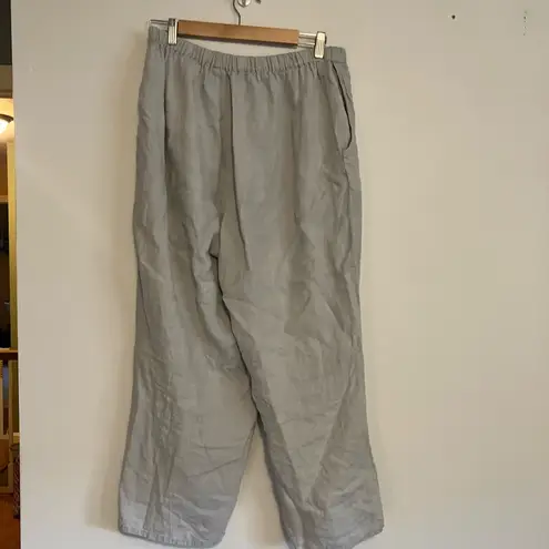 Flax Light Gray 100% Linen Wide Leg Pants
