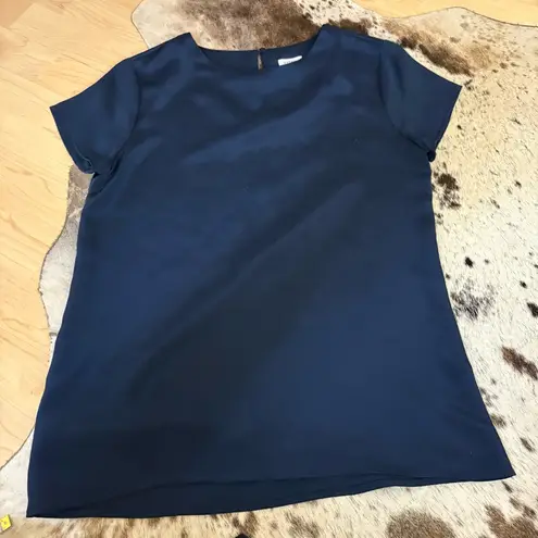 Cuyana Navy Blue Silk Tee Short Sleeve Size Small