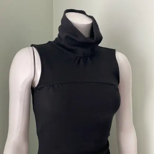 Diane Von Furstenberg DVF Form Fitting Ruched Midi Little Black Dress size 4 - Image 2