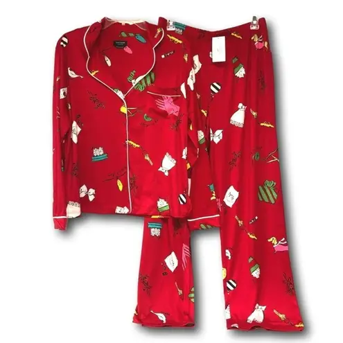 Kate Spade  red holiday soft and cozy Christmas print pajamas set size small