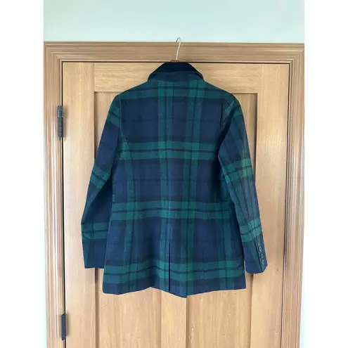 Avec Les Filles Green/Navy Tartan Plaid Double Breasted Blazer Women’s sz Small