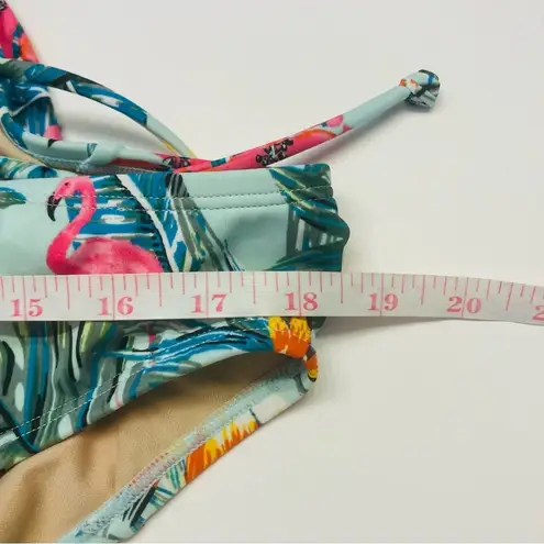 Cacique Swim Suit Set 38D Lined Bra Top Size 14 High Waisted Brief Hawaiian