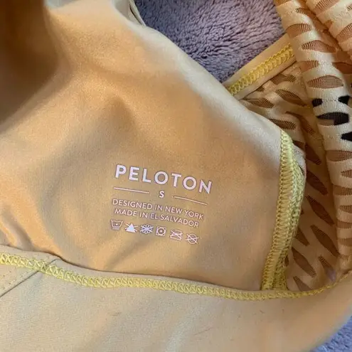Peloton Womens Small Sports Bra Yellow Workout Athletic Mesh Back Racerback Gym