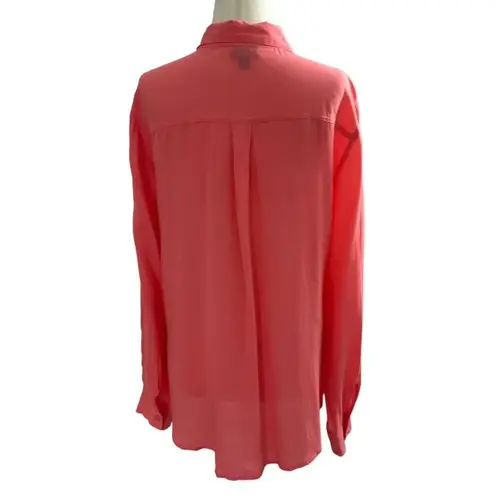 Ana A New Approach Women Size Large Roll Tab Sleeve Peach Shirt 27-136