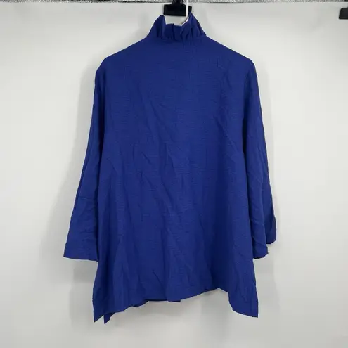 Moonlight Womens XL Blouse Bell Sleeve Ruffle Collar Button Jacket Blue Artsy
