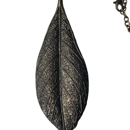 ZAD Bronze Leaf Pendant Necklace With Chain Lobster Clasp Retro u