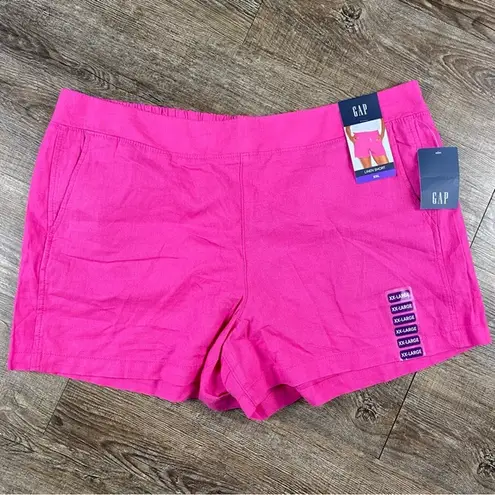 Gap  Linen Short Women XXL Pink 3” Stretch Pull On Pockets Summer Casual Rayon