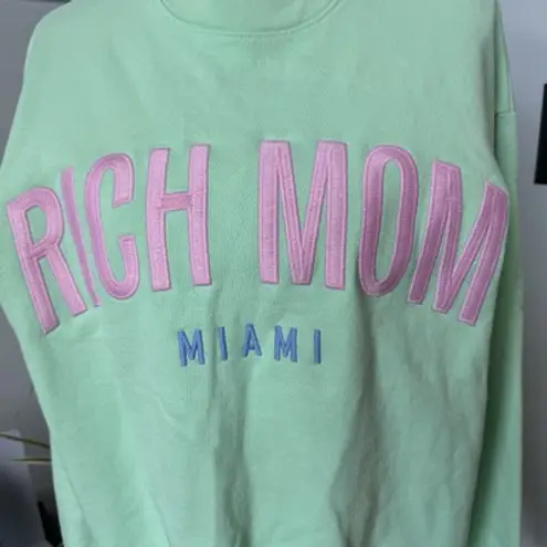 Rich Mom Miami Crewneck Cotton Sweatshirt Mint Green Petal Pink Pastel Medium
