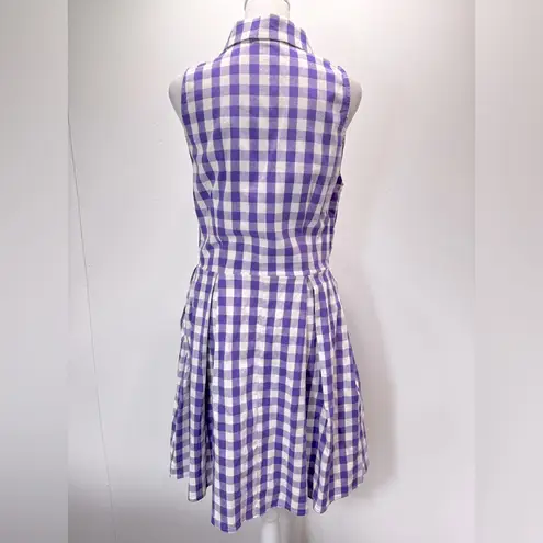 Purple & White Gingham Checked ModCloth Dress by Ixia Western Sleeveless Cowgirl Size L
