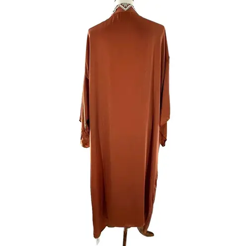 WILDSEA Copper Brown Satin Hand Beaded Kimono Size undefined