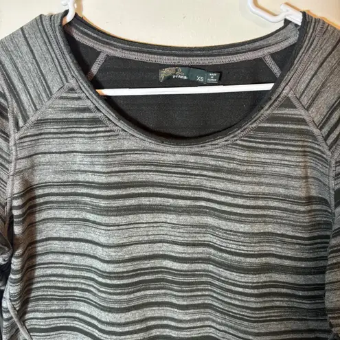 prAna Fallbrook Striped Long Sleeve Top Gray Black Size XS