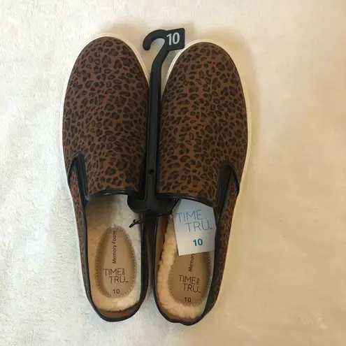 Women’s Leopard Print Casual Twin Gore Mule Slip on Shoes Size 10 Brown
