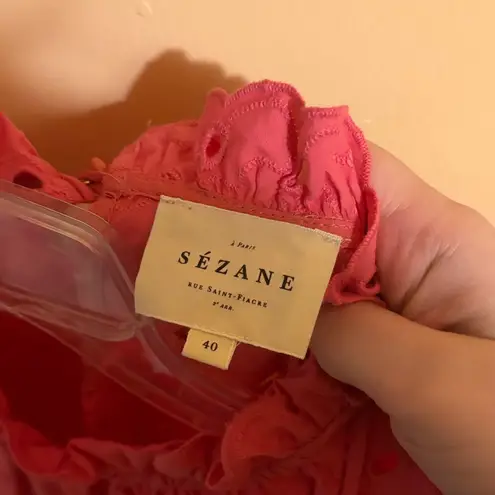 Sézane Sezane Louisah Pink Eyelet Short Sleeve Blouse