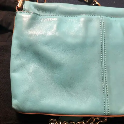 Botkier Linea Tiffany Blue Gold Hardware Crossbody Bag Chunky Chain Turquoise