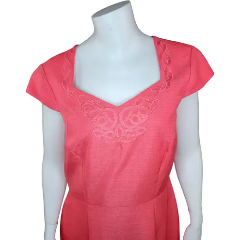 Preston & York Womens 8 Coral Sheath Midi Sleeveless Dress Lined Cocktail Zipper