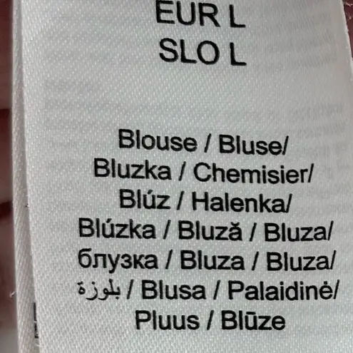 Orsay White Flamingo Top Women’s L – Silver Glitter Pearls Ribbon Tie Back Y2K Size L