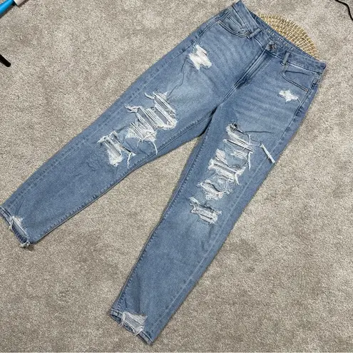 American Eagle  Curvy Mom Jeans High Rise Stretch Distressed Size 8 Long