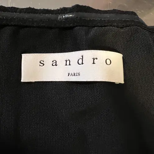 Sandro Paris Black Ruffled Strapless Bustier Top Night Out Party Size 3 / Large