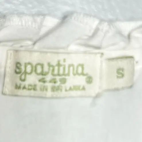 Spartina 449 Elsie White Ruffle Collar Blouse Cotton Long Sleeve Button Front S