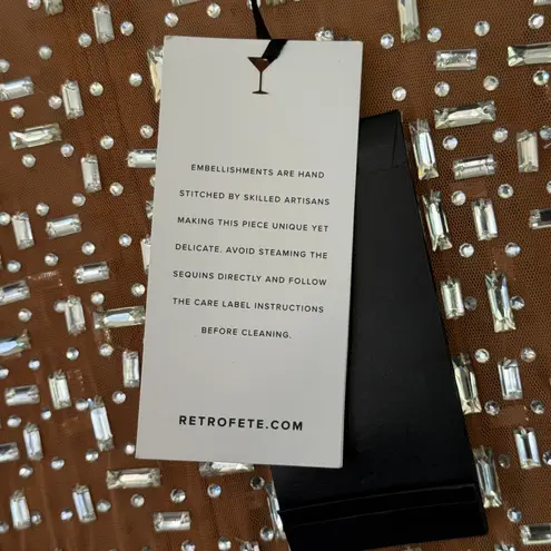 NEW Retrofete Vinci Maxi Dress Nude and Silver Size Medium Tan