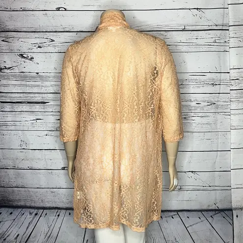 Shannon Ford New York Size 1X Peachy Pink Lace Open Front Cardigan Jacket