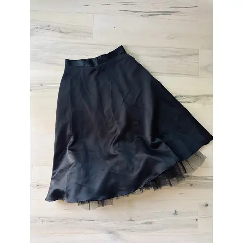 Byer California Black Sateen Tulle Skirts Midi Length Size S/27W Goth Whimsy Formals