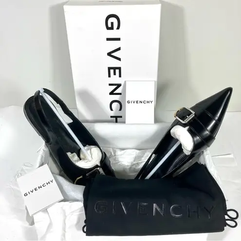 Givenchy Voyou Pointed Toe Slingback Ballet Flat Black 39.5 NEW