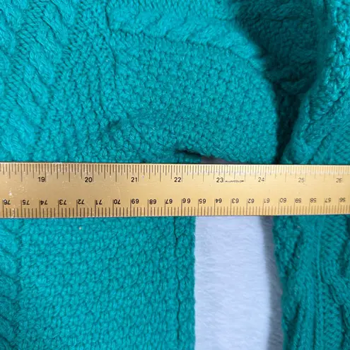 Aran Crafts Ireland Green 100 Merino Wool Cable Knit Cardigan Sweater XL Cabin