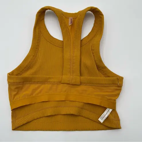 Free People Medium Mustard Colored Game Time Cami With Built in Bra Sports Bra