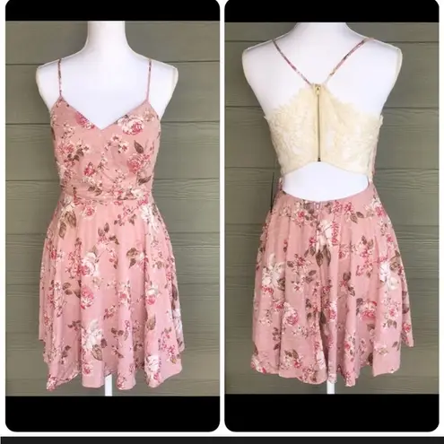 Jodi Kristopher Floral Dress with Cutout Lace Back