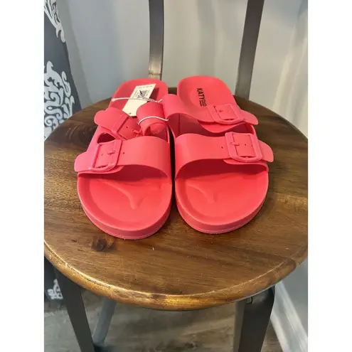 KatyDid New Rubber Sandals Hit Pink Slides Adjustable Buckles Supportive SIZE 9