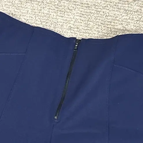 Maria Pinto Zadie Pants Womens 12 Navy Stretch Wide Leg Long Zip Front USA 30x35 Blue