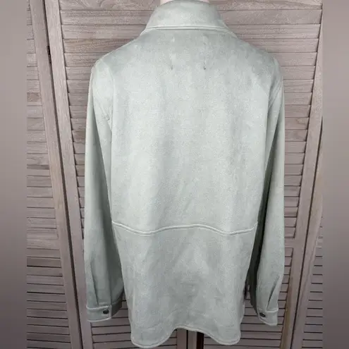 BAGATELLE Women's Light Green Faux Suede Snap Front Shirt Jacket/Shacket