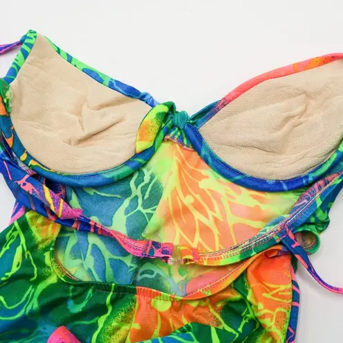 One Piece Vintage 80s Pacific Connections Neon Swimsuit