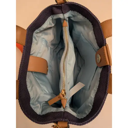 EUC Market By Monica Coated Canvas Bucket Crossbody Bag Purse Preppy Utility Blue