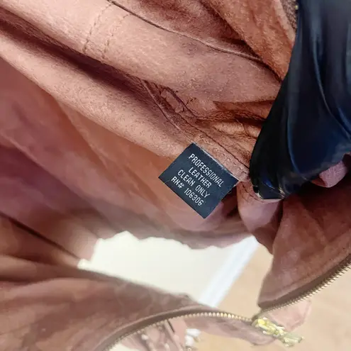 Works of Berek Studded Fringe Brown Leather Zip Biker Vest Size Large