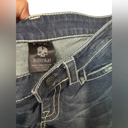 Rawkn “No Key Hole” W Straight Leg Jeans Size 28 Dark Wash Low Rise Blue