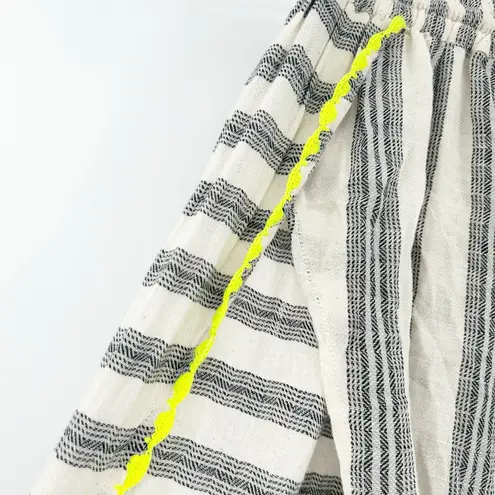 Z&L Womens Boho Beachy Tassel Drawstring Striped Pull On Wide Leg Pants Size M Gray Size M