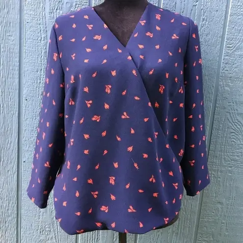 Draper James Purple Hampton Wrap 3/4 Sleeve Top 8