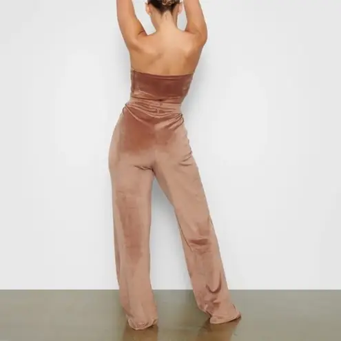 SKIMS Velour Velvet Brown Wide Leg Lounge Pants Size Large NWOT