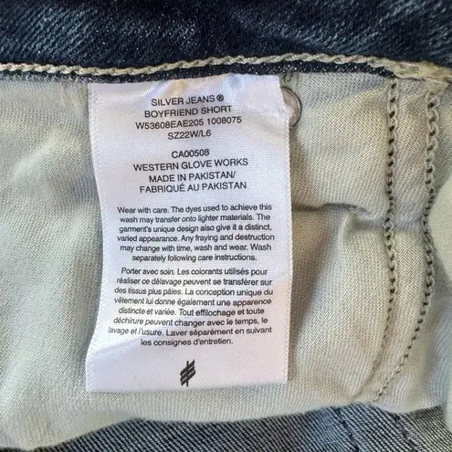 Silver Jeans Silver Boyfriend Indigo Mid Rise Roll Cuff Denim Blue Jean Shorts Plus Size 22W