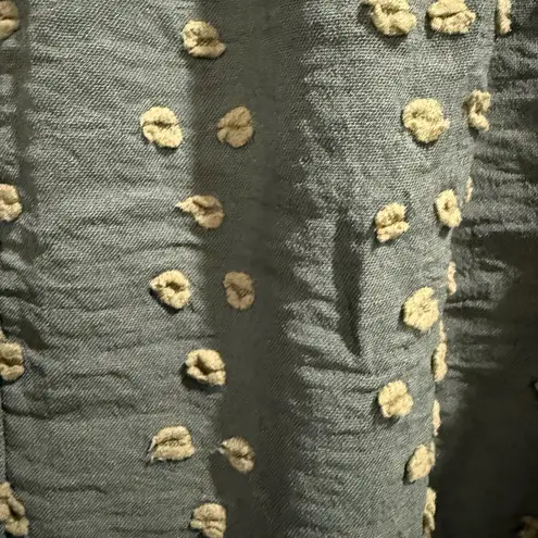 My Color Blue Boho Green Ruffles Blouse Dots Twee Casual Fall Medium