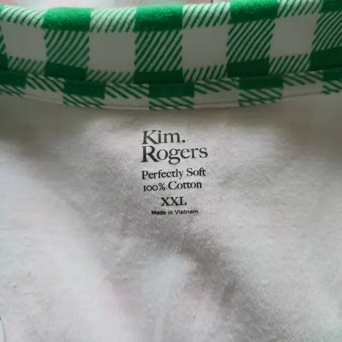 kim rogers Pink & White Gingham Check Contrast Collar Polo Size XXL